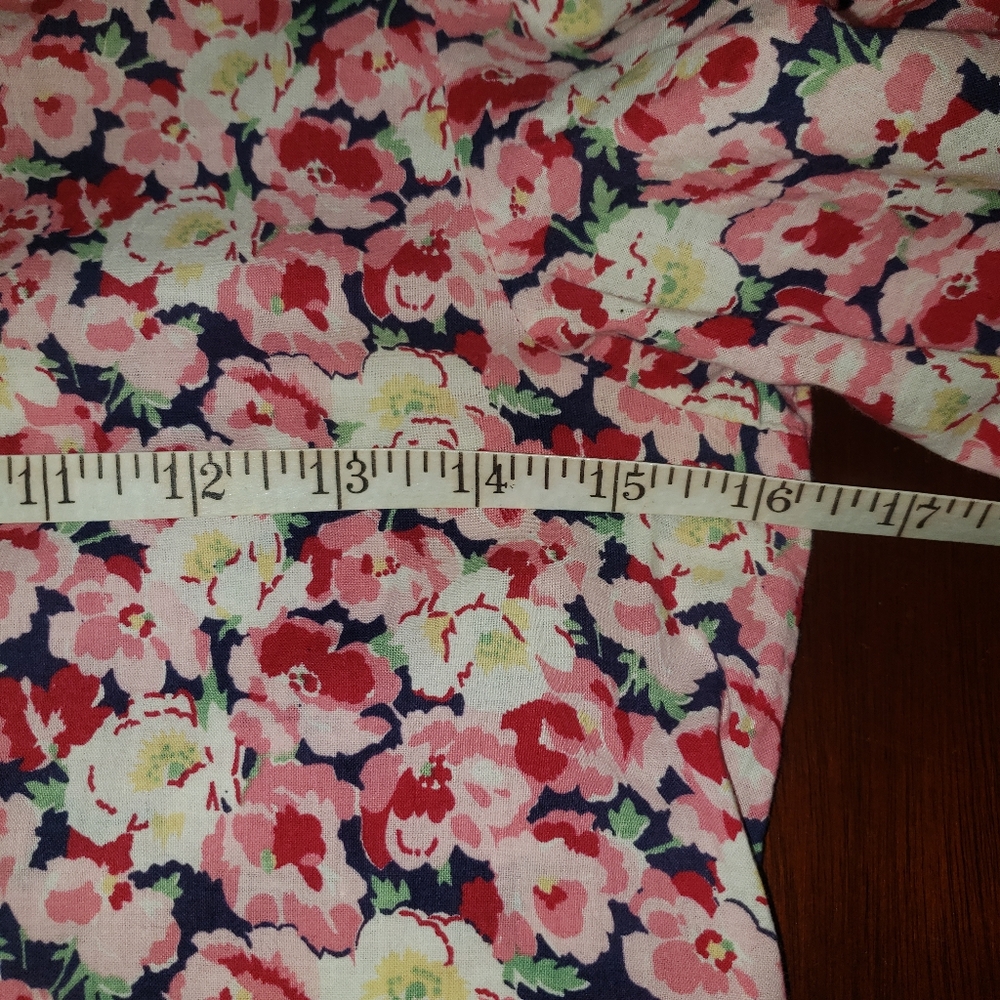 LAURA ASHLEY Vintage 80s Puff Sleeve Red Floral Button Up Dress 30" Waist 10 - Picture 7 of 14